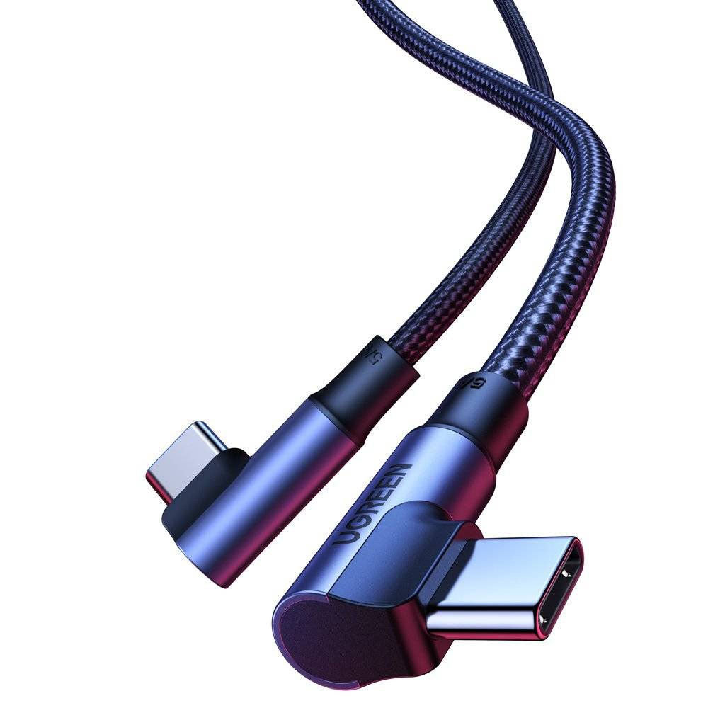 USB-C Data- en Oplaadkabel - USB-C UGREEN US335 Angled, 100W, 2m, Zwart