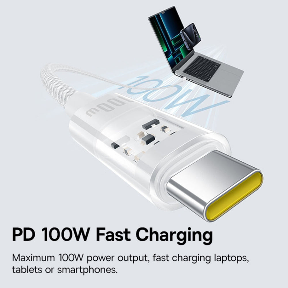 USB-C Data and Charging Cable - USB-C Baseus Gem, 100W, 2m, White P10373000211-01