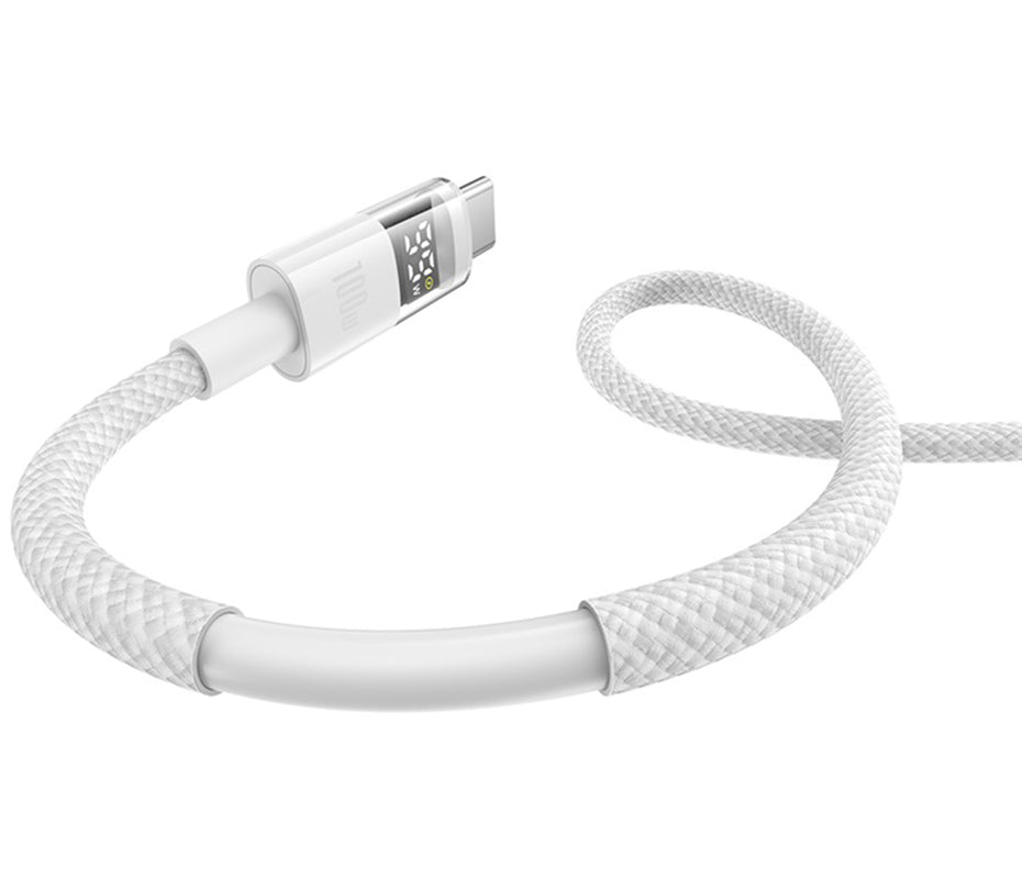 Data- en Oplaadkabel USB-A - USB-C Baseus Display 2, 100W, 2m, Wit P10382701211-01