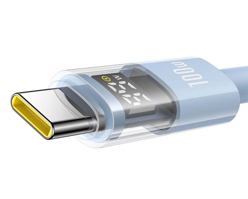Data- en Oplaadkabel USB-A - USB-C Baseus Display 2, 100W, 1m, Blauw P10382701311-00