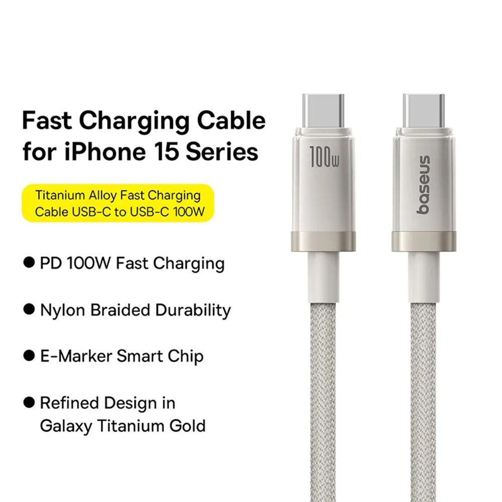 USB-C Data en Oplaadkabel - USB-C Baseus Titanium, 100W, 1m, Zilver P10378100G21-00