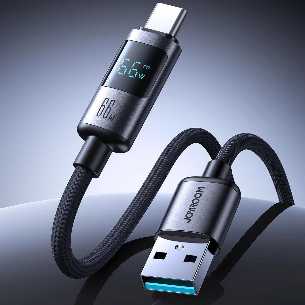 Data- en Oplaadkabel USB-A - USB-C Joyroom S-A16 Pro Prism Display, 66W, 1.2m, Zwart