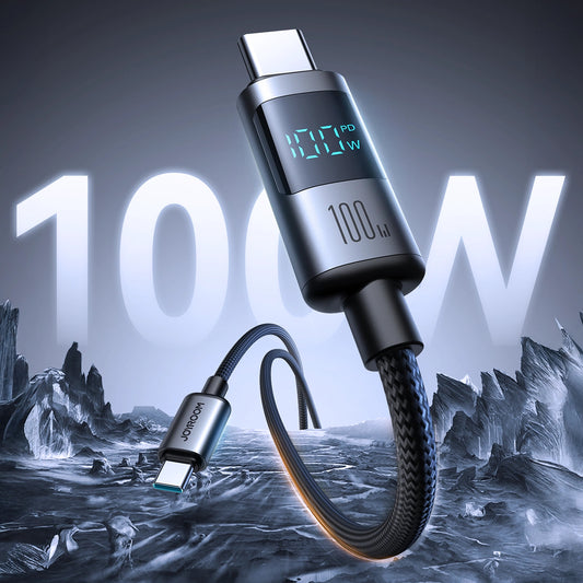 USB-C Data- en Oplaadkabel - USB-C Joyroom S-A16 Pro Prism Display, 100W, 1.2m, Zwart