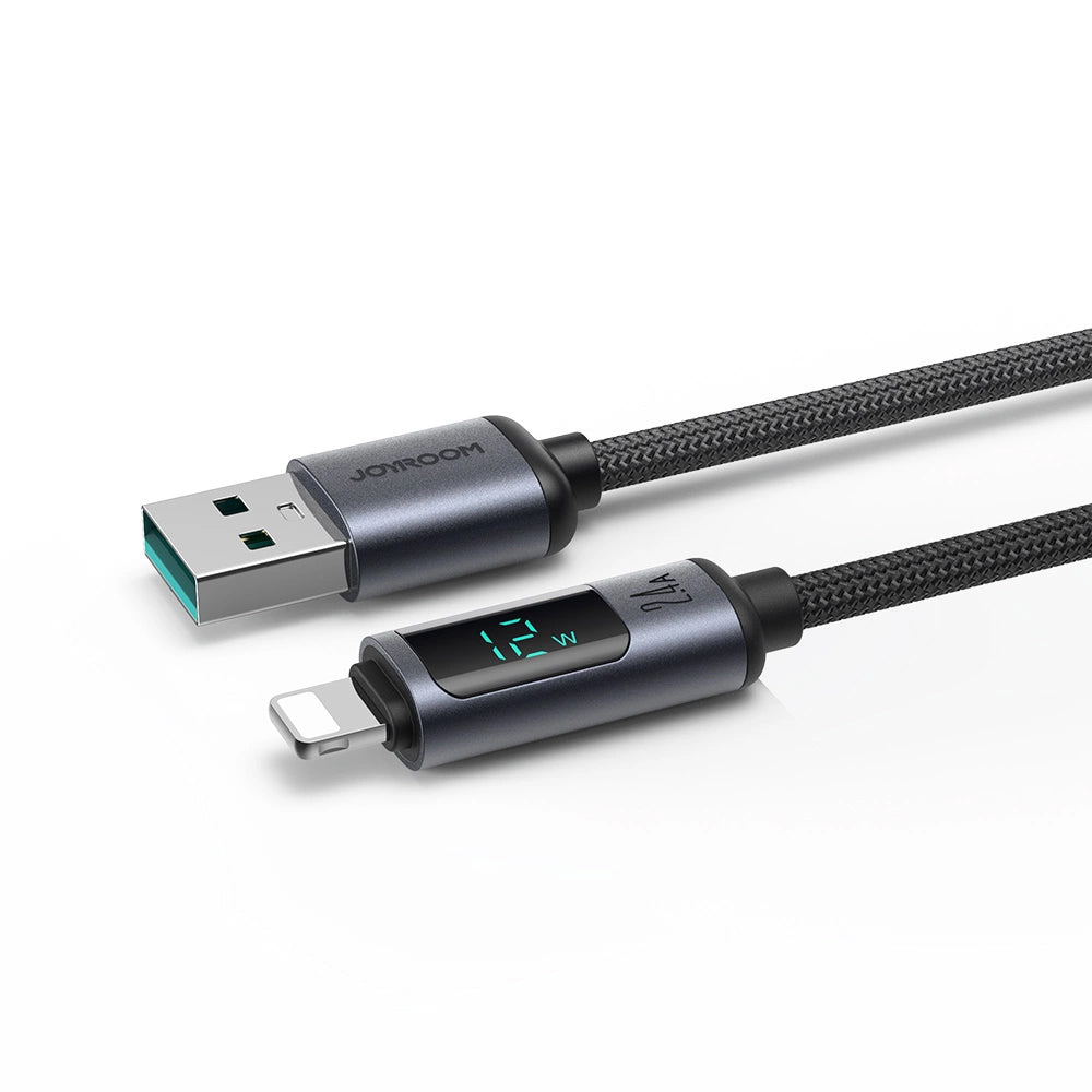 Data- en Oplaadkabel USB-A - Lightning Joyroom S-A16 Prism Display, 12W, 1.2m, Zwart