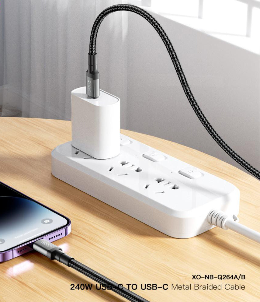 USB-C Data and Charging Cable - USB-C XO Design NB-Q264A, 240W, 1m, Black