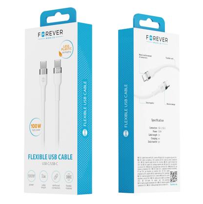 USB-C Data and Charging Cable - USB-C Forever Flexible, 100W, 2m, White