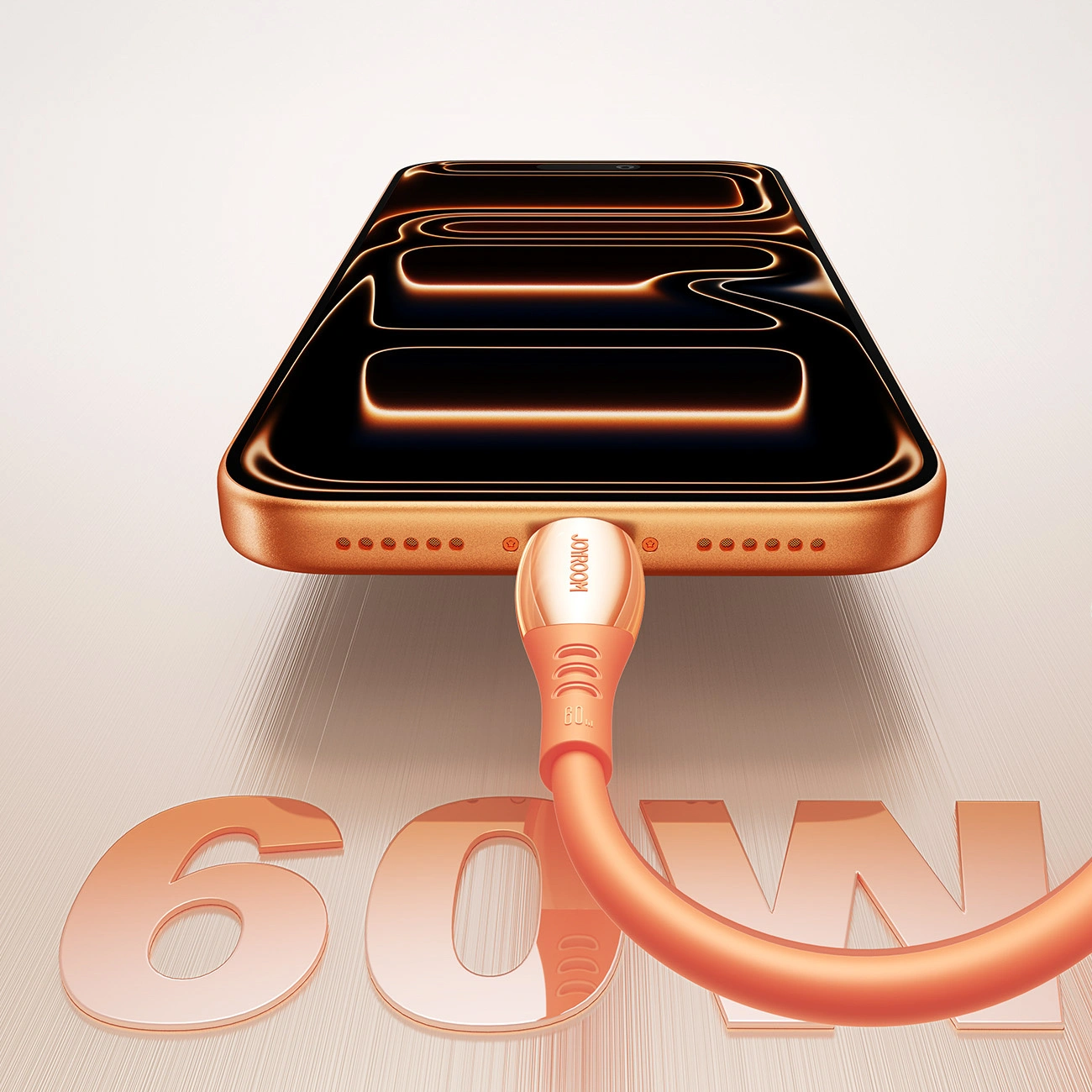 USB-C Data- en Oplaadkabel - USB-C Joyroom S-A59 Vibrant, 60W, 1.2m, Oranje