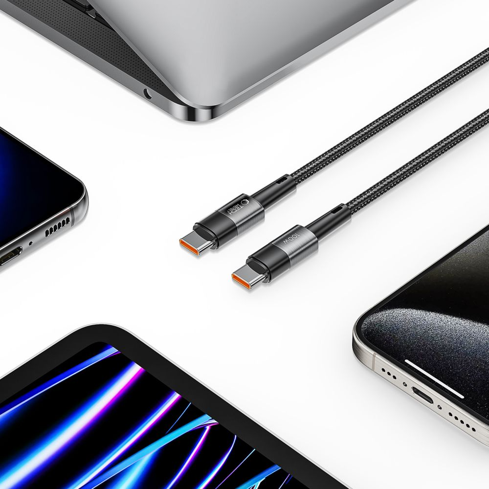 USB-C Data- en Oplaadkabel - USB-C Tech-Protect Ultraboost, 100W, 3m, Grijs
