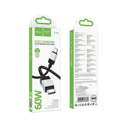 USB-C Data- en Oplaadkabel - USB-C HOCO X110, 60W, 1m, Zwart