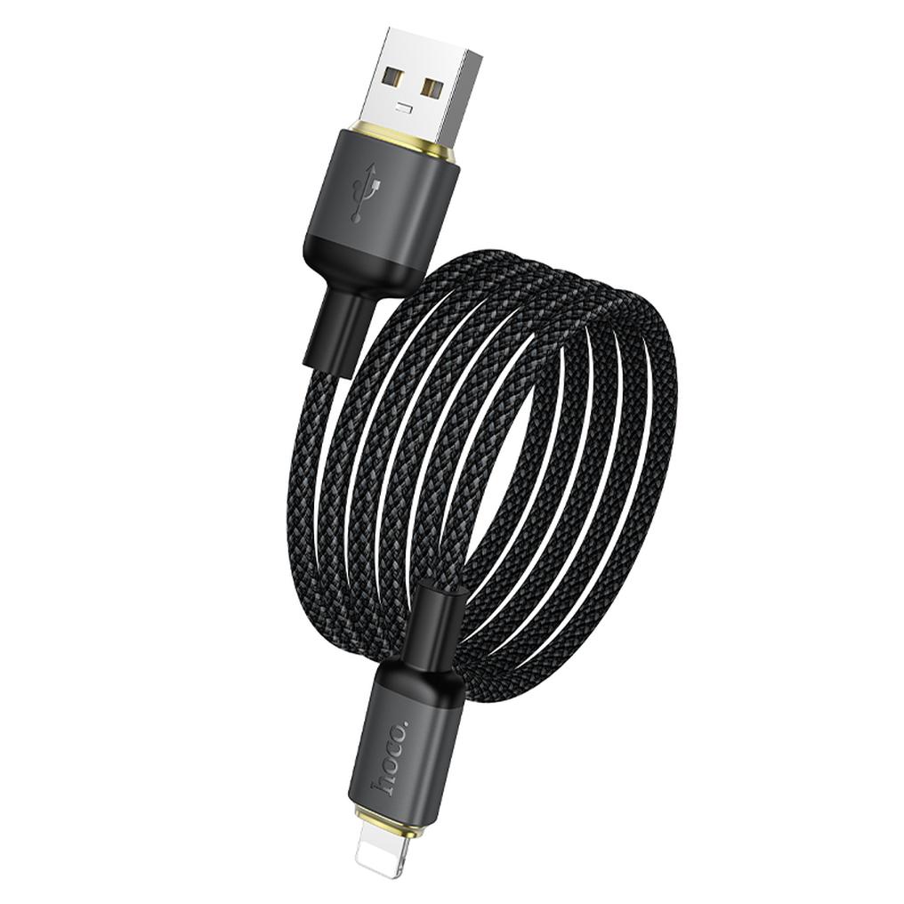 USB-A - Lightning HOCO X128 Benefit Data- en Oplaadkabel, 12W, 1m, Zwart