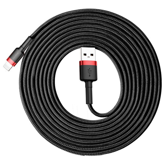 USB-A - Lightning Data en Oplaadkabel Baseus Cafule, 18W, 3m, Rood CALKLF-R91