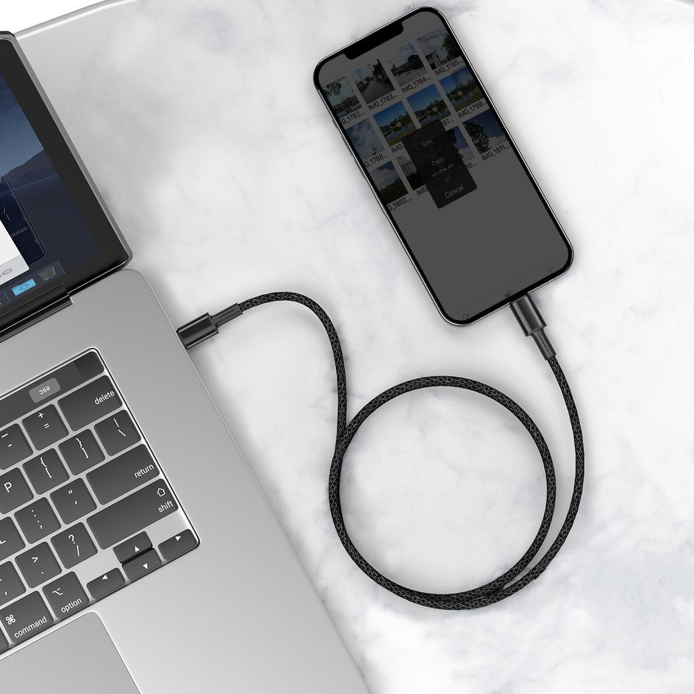 Baseus Gevlochten USB-C - Lightning Data- en oplaadkabel met hoge dichtheid, 20W, 1m, Zwart CATLGD-01