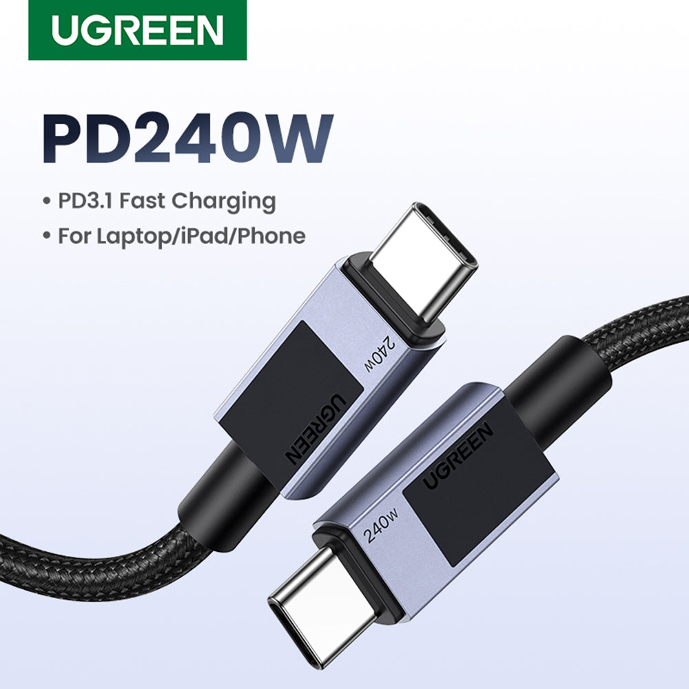 USB-C Data- en Oplaadkabel - USB-C UGREEN L513, 240W, 1m, Zwart