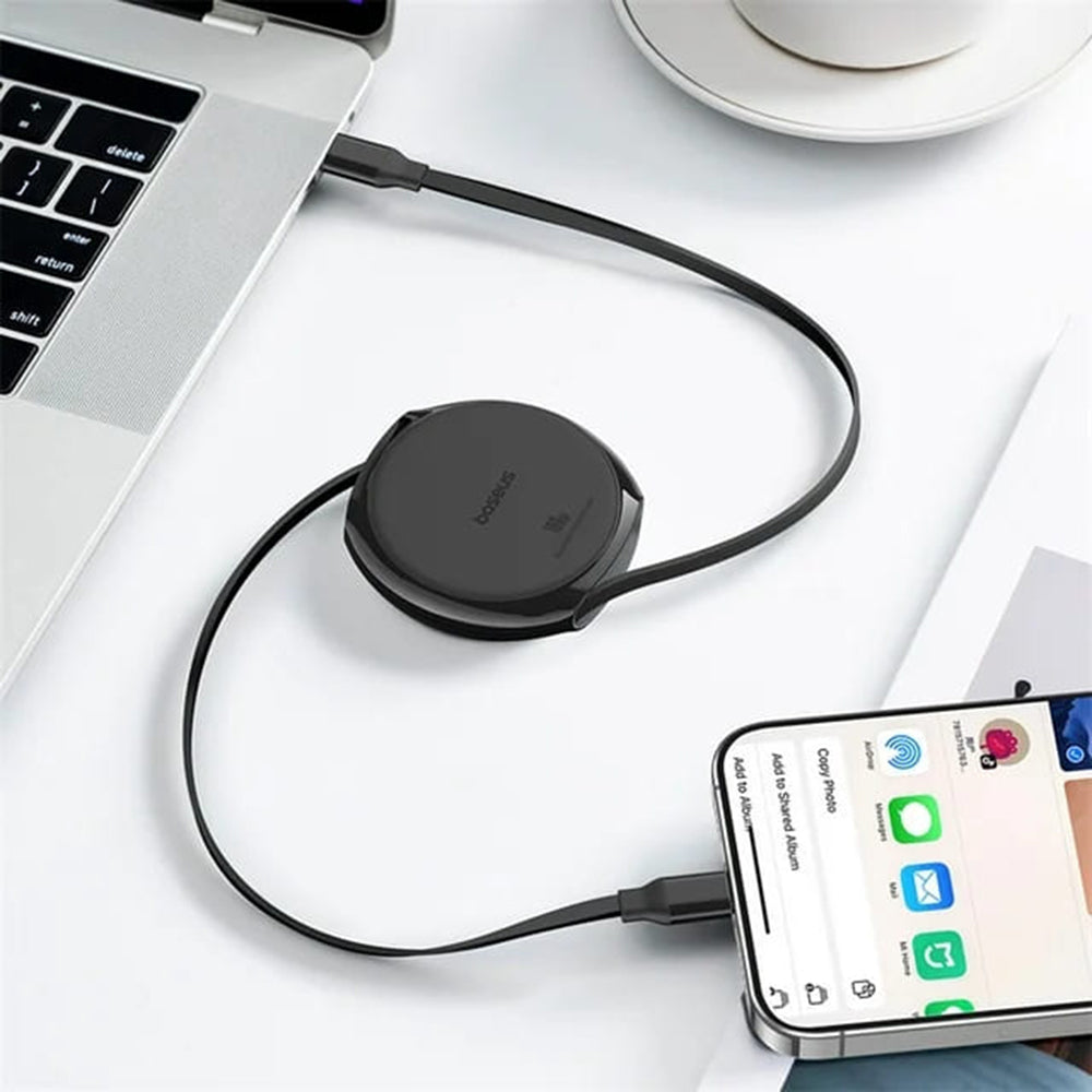 USB-C - USB-C Baseus Pathfinder Retractable Data en Oplaadkabel, 100W, 1m, Zwart P10368400111-00