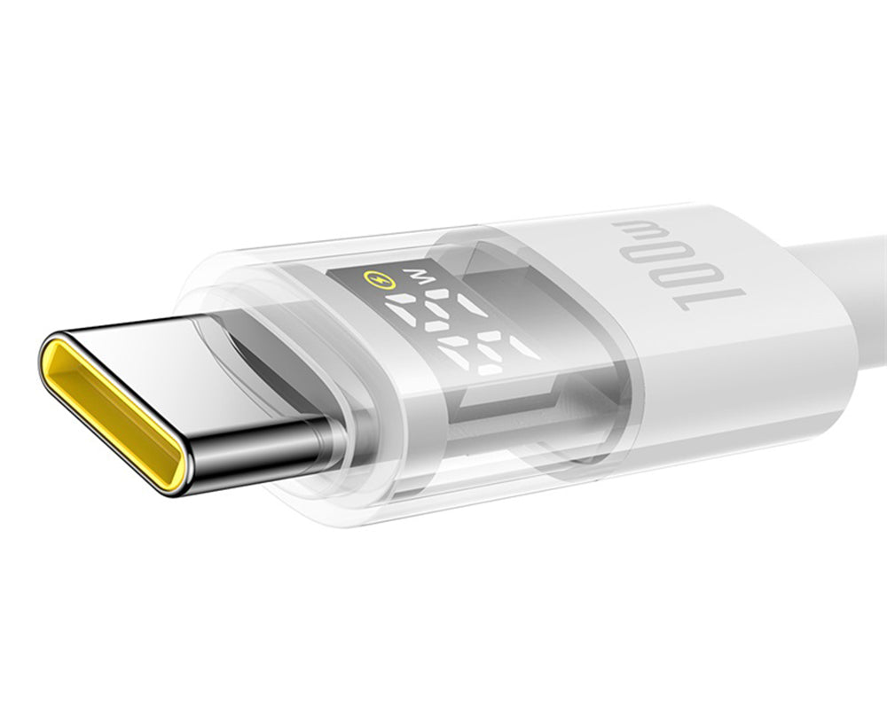 Data- en Oplaadkabel USB-A - USB-C Baseus Display 2, 100W, 2m, Wit P10382701211-01
