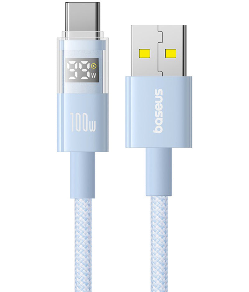 Data- en Oplaadkabel USB-A - USB-C Baseus Display 2, 100W, 1m, Blauw P10382701311-00