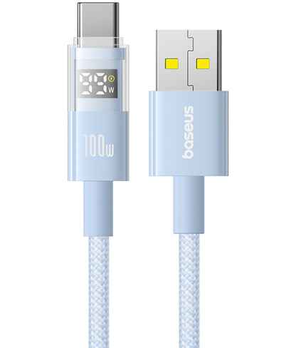 Data- en Oplaadkabel USB-A - USB-C Baseus Display 2, 100W, 1m, Blauw P10382701311-00