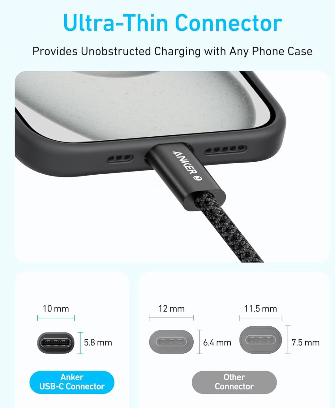USB-C Data- en Oplaadkabel - USB-C Anker Zolo, 240W, 1m, Wit A8060H21