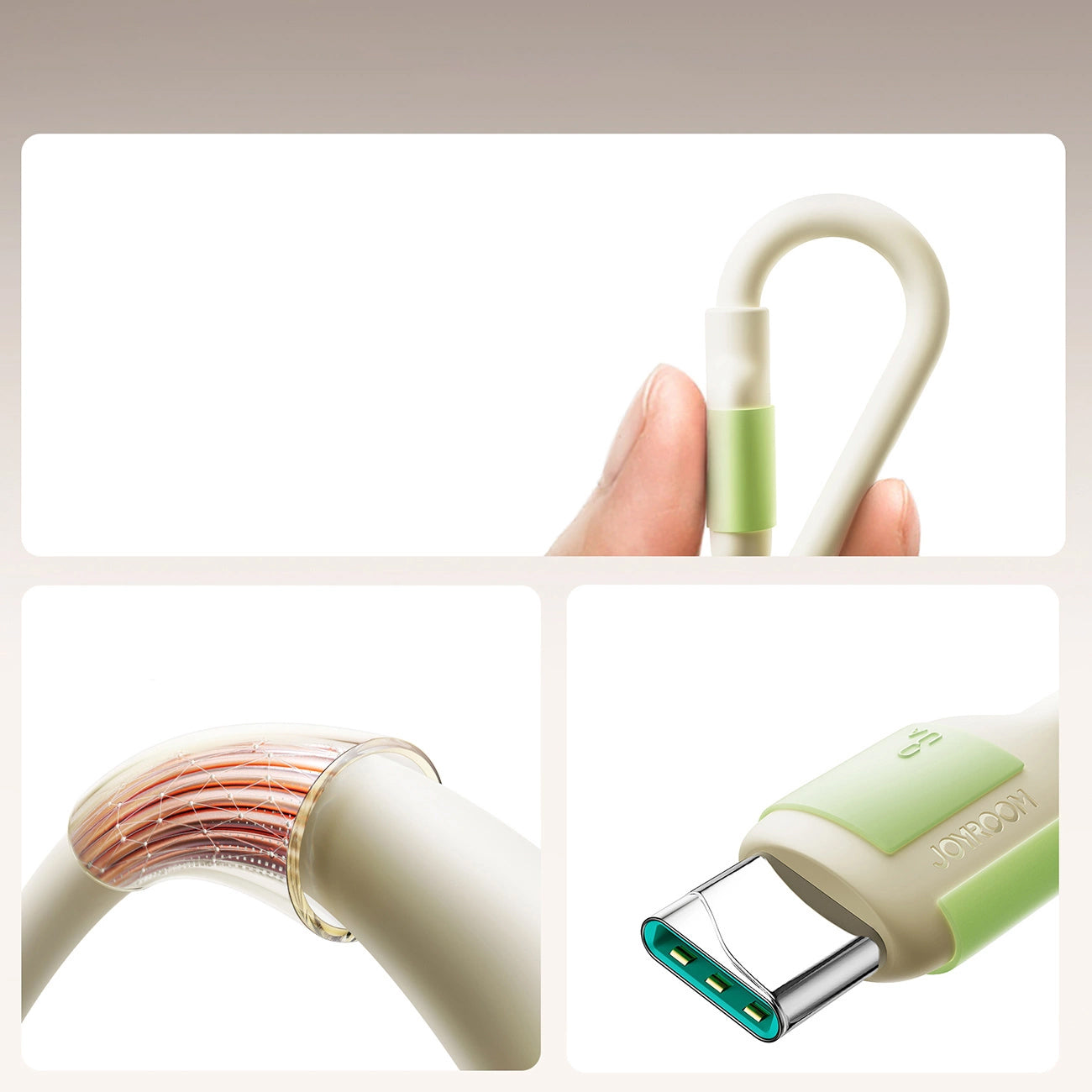 Data- en Oplaadkabel USB-A - USB-C Joyroom S-A53, 30W, 2m, Beige