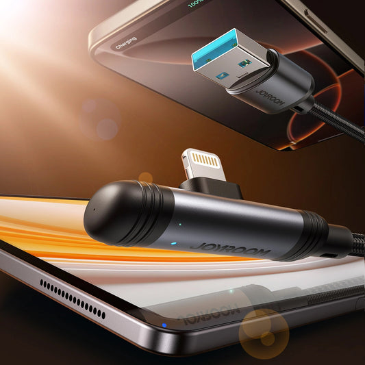 Data- en Oplaadkabel USB-A - USB-C Joyroom S-A56 EnjoyX Angled, 20W, 1.2m, Zwart
