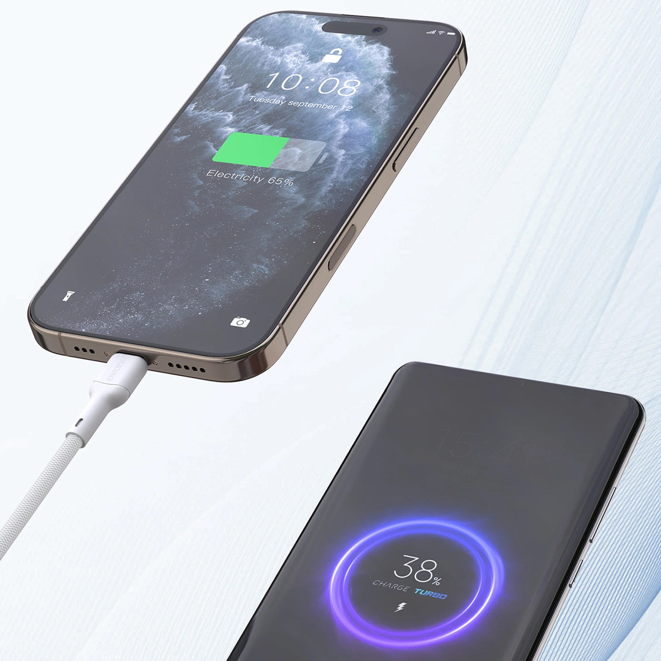 Data- en Oplaadkabel USB-C - USB-C Dudao L9C, 65W, 1m, Wit