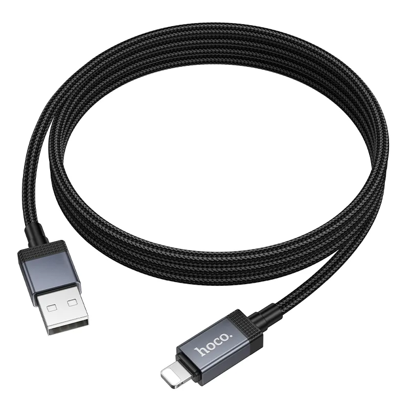 Data- en Oplaadkabel USB-A - Lightning HOCO X118 Display, 12W, 1m, Zwart