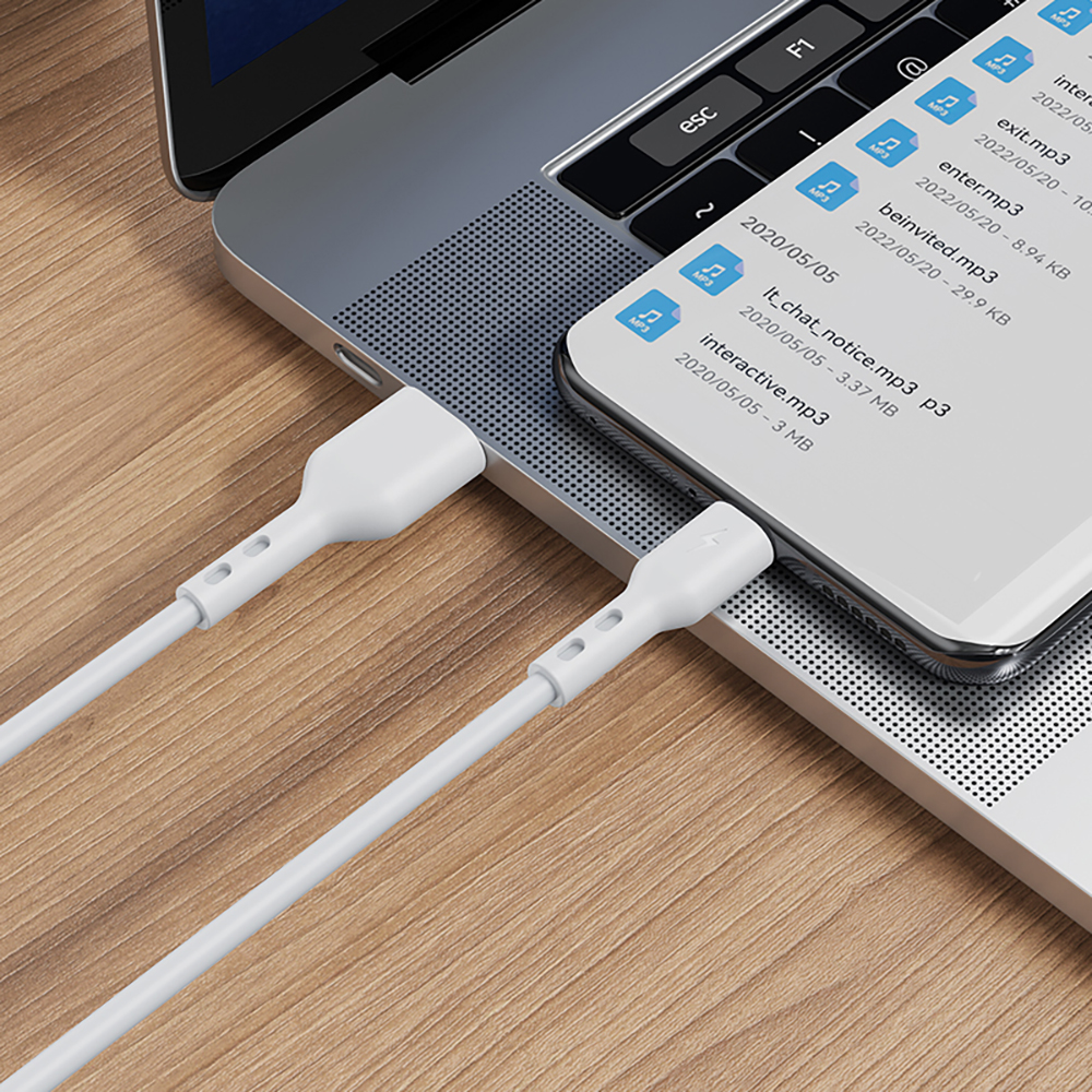 Data- en Oplaadkabel USB-A - USB-C BWOO X172C, 60W, 1m, Wit