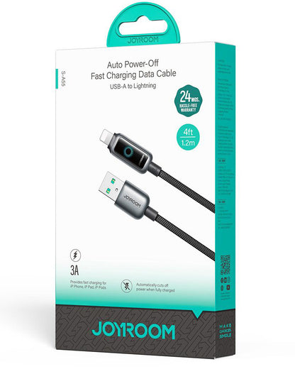 Data- en Oplaadkabel USB-A - Lightning Joyroom S-A55 StarFlight Display, 18W, 1.2m, Zwart