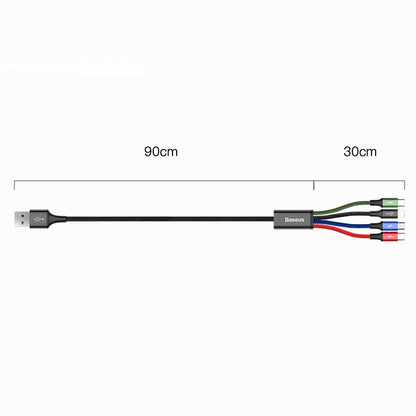 USB-A Charging Cable - 2 x Lightning / microUSB / USB-C Baseus Rapid, 20W, 1.2m, Black CA1T4-A01