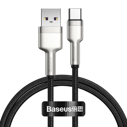 Data and Charging Cable USB-A - USB-C Baseus Cafule Metal Series, 66W, 1m, Black CAKF000101