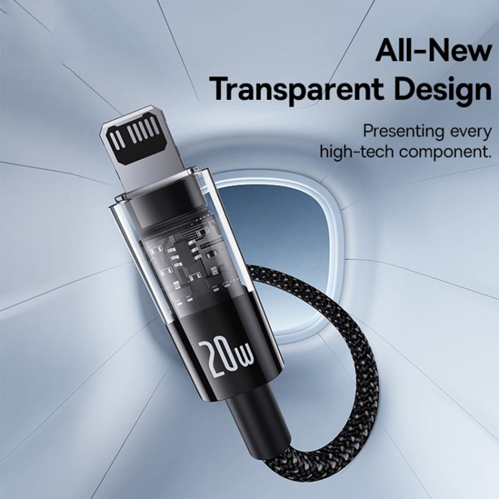 USB-C - Lightning Data en Oplaadkabel Baseus Gem, 20W, 2m, Zwart P10373001111-01