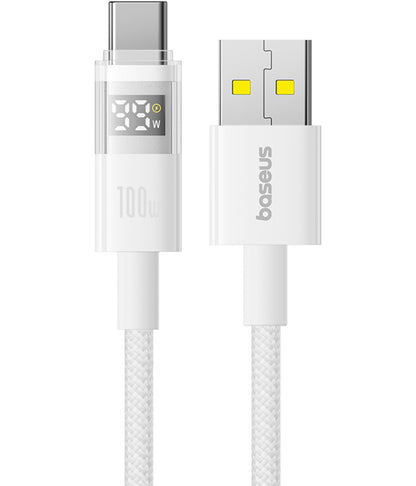 Data- en Oplaadkabel USB-A - USB-C Baseus Display 2, 100W, 2m, Wit P10382701211-01