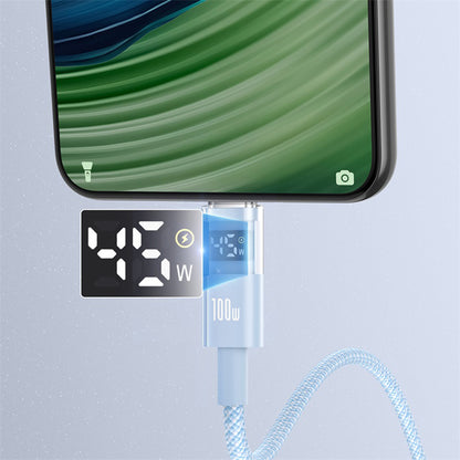 Data- en Oplaadkabel USB-A - USB-C Baseus Display 2, 100W, 1m, Blauw P10382701311-00