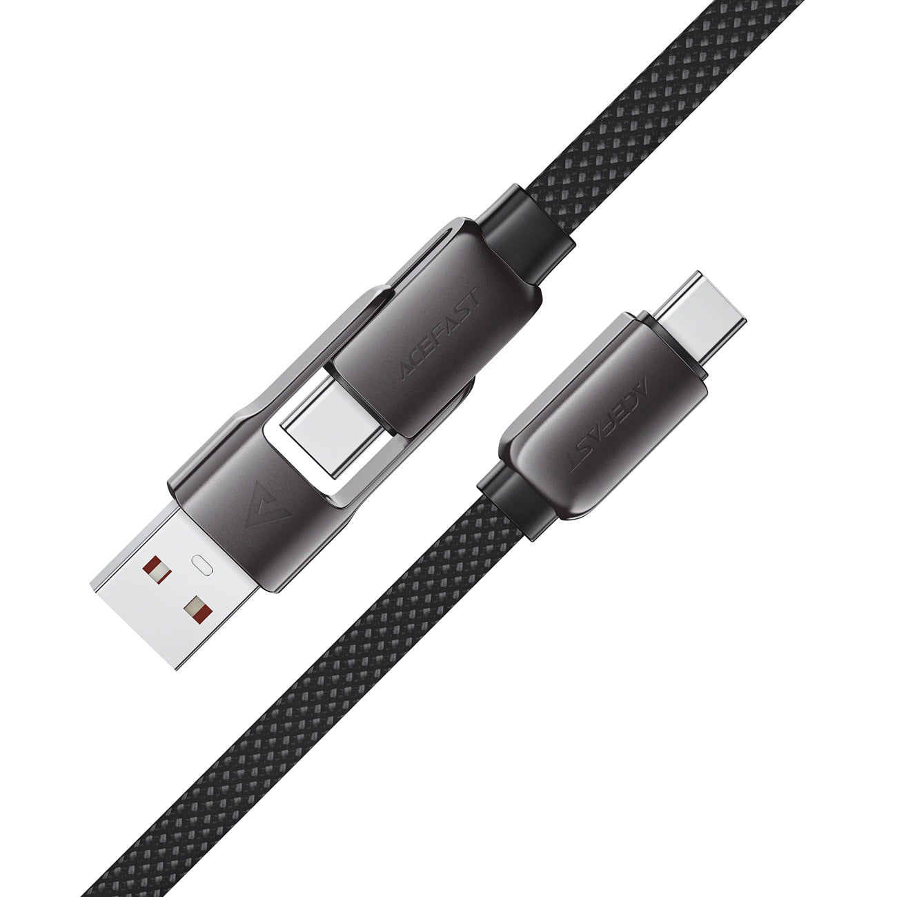 USB-C - USB-A / USB-C Acefast C13-05 Data- en Oplaadkabel, 60W, 0.2m, Zwart