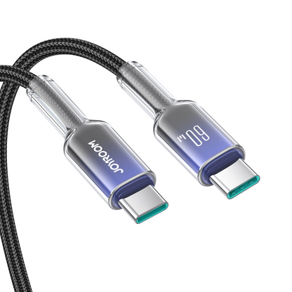 USB-C Data- en Oplaadkabel - USB-C Joyroom S-A42, 60W, 1.2m, Zwart