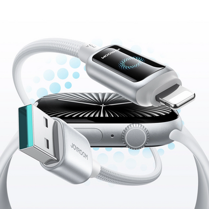 USB-A to Lightning Data and Charging Cable Joyroom S-A55 StarFlight Display, 18W, 1.2m, White