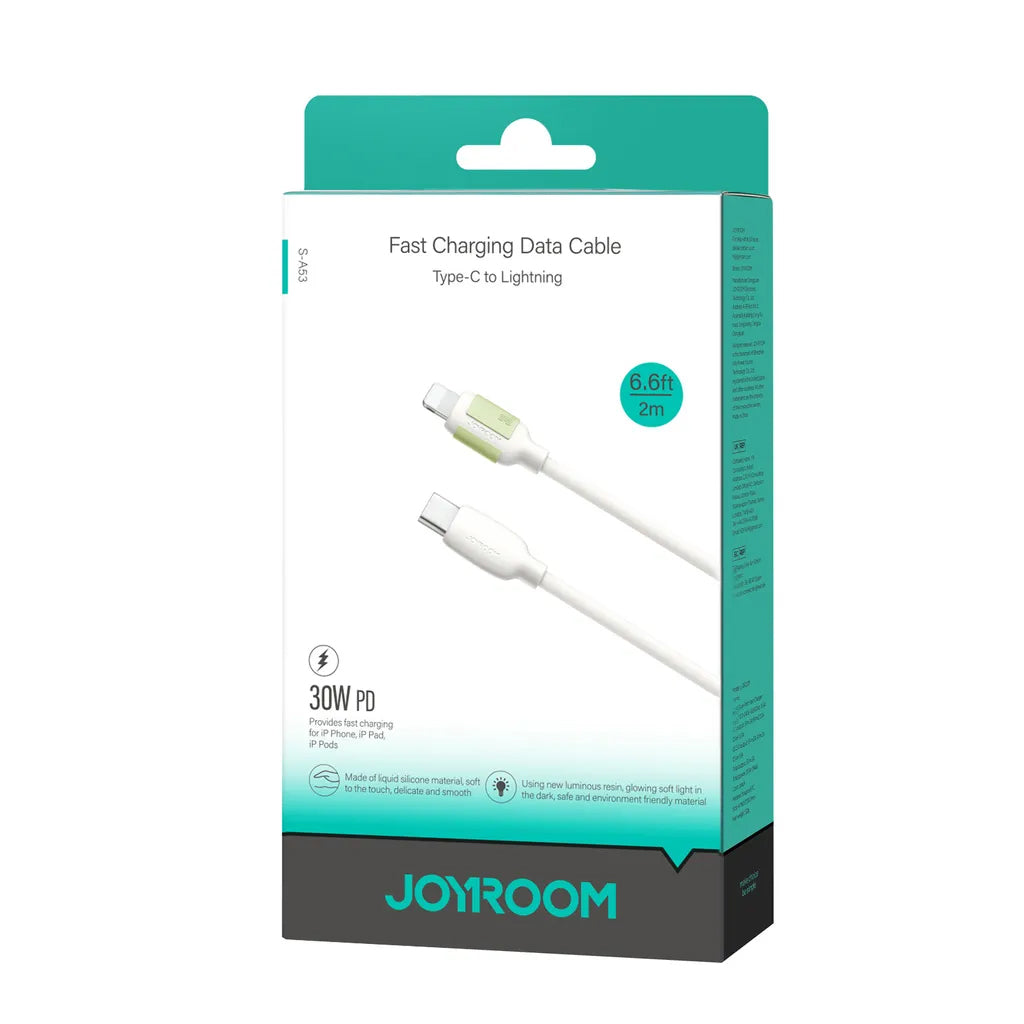 USB-C - Lightning Data- en Oplaadkabel Joyroom S-A53, 30W, 2m, Beige
