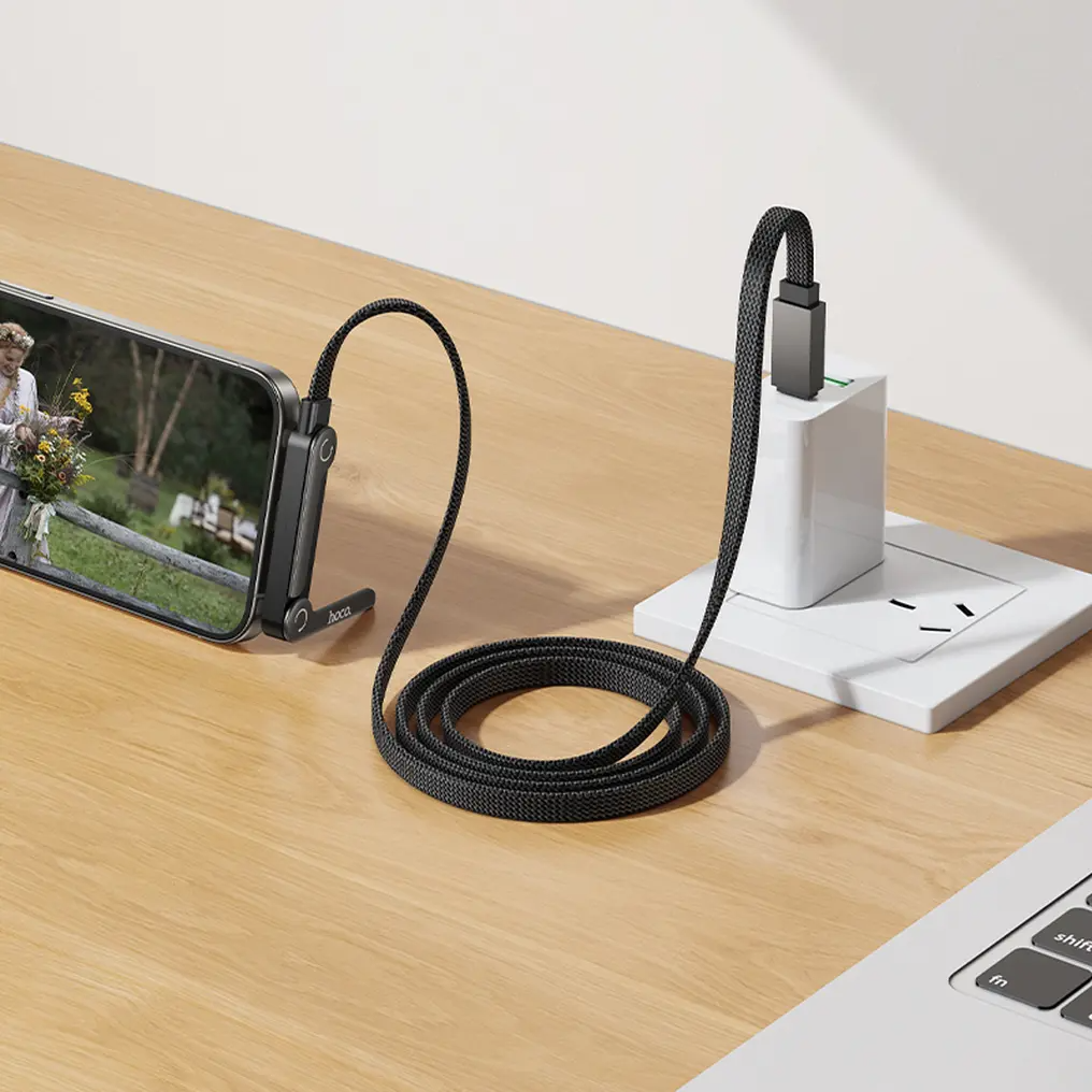 USB-C Data- en Oplaadkabel - USB-C HOCO U150 Exquisite, 60W, 1,2m, Zwart