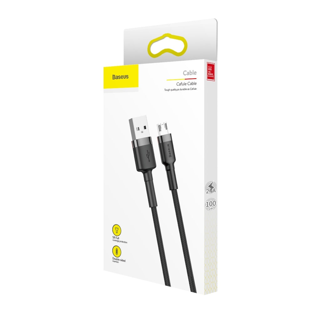 Data- en oplaadkabel USB-A - microUSB Baseus Cafule, 18W, 1m, Grijs CAMKLF-BG1