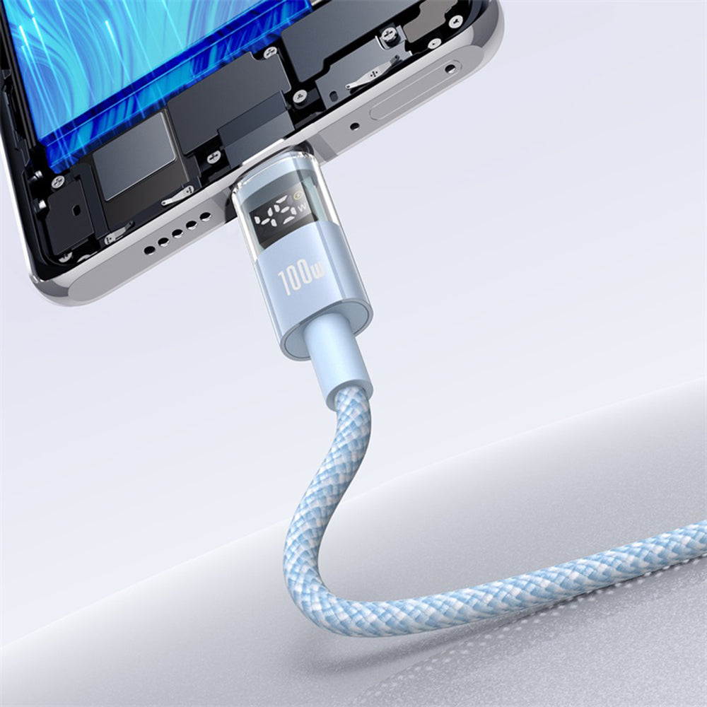 Data- en Oplaadkabel USB-A - USB-C Baseus Display 2, 100W, 1m, Blauw P10382701311-00