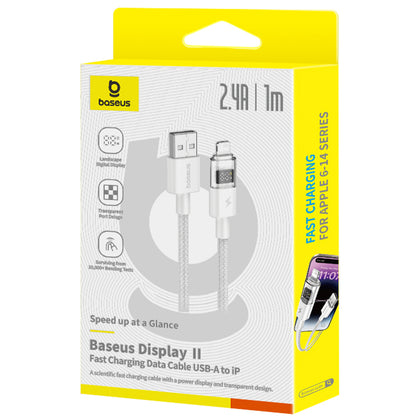 Data- en Oplaadkabel USB-A - Lightning Baseus Display 2, 18W, 1m, Wit P10382700211-00