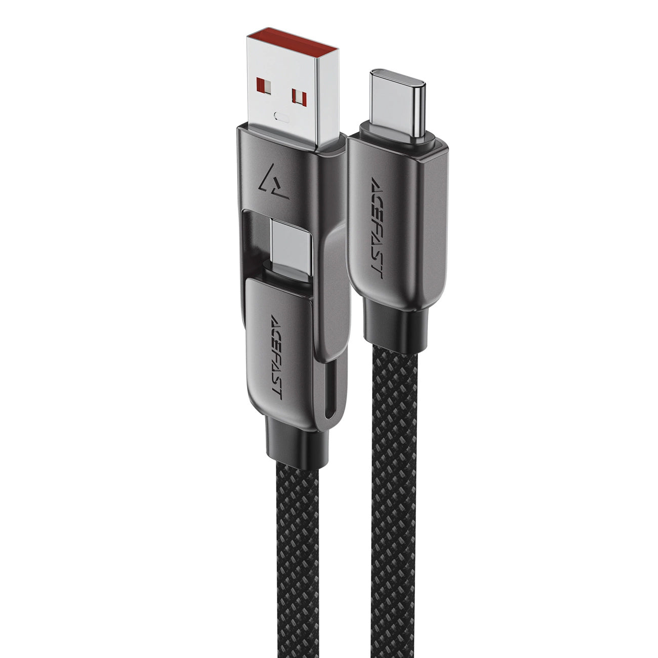 USB-C - USB-A / USB-C Acefast C13-05 Data- en Oplaadkabel, 60W, 0.2m, Zwart