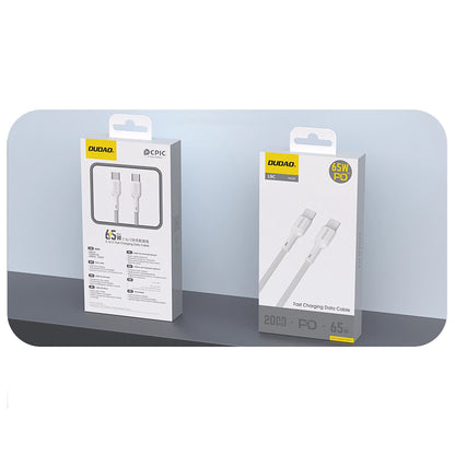 Data- en Oplaadkabel USB-C - USB-C Dudao L9C, 65W, 1m, Wit