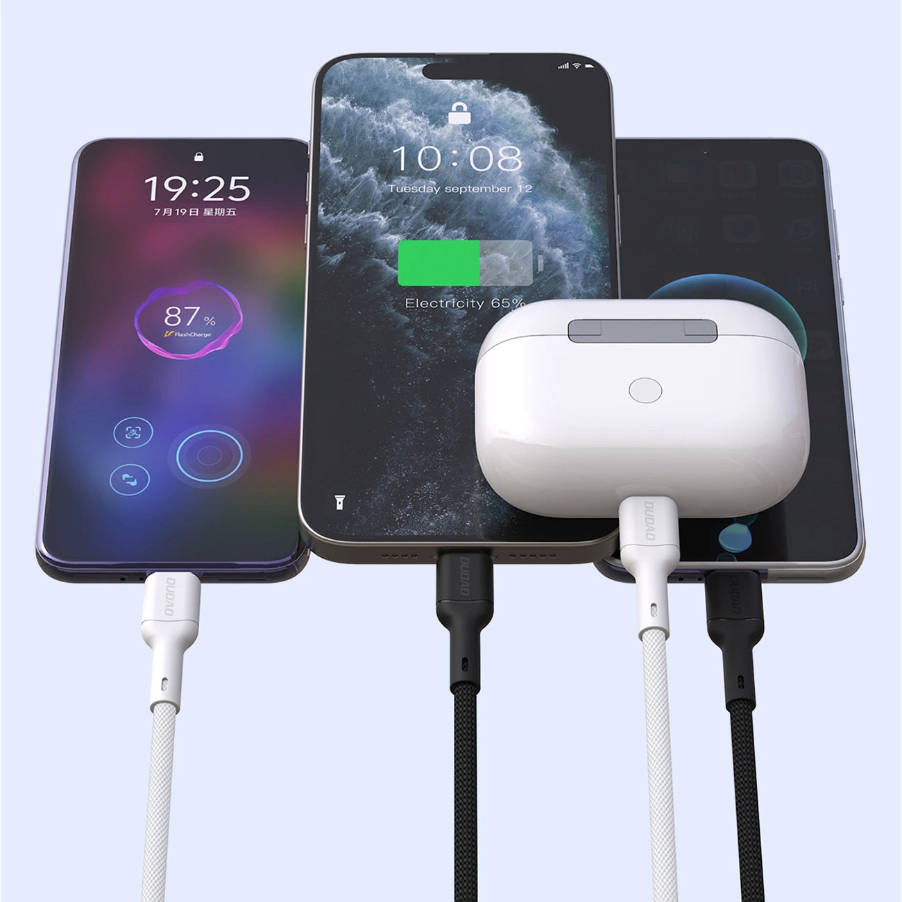 USB-C Data- en Oplaadkabel - USB-C Dudao L9C, 65W, 1m, Zwart