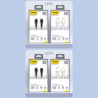 USB-C Data- en Oplaadkabel - USB-C Dudao L25C, 30W, 1m, Wit