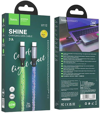 USB-C Data en Oplaadkabel - USB-C HOCO U112, 60W, 1m, Gri