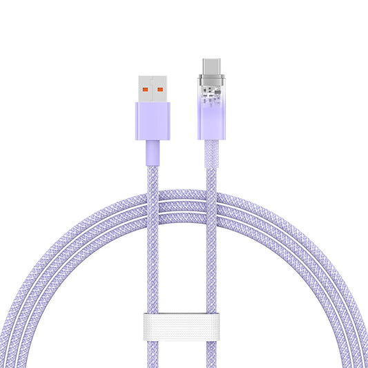 USB-A - USB-C Baseus Explorer Data- en Oplaadkabel, 100W, 1m, Paars CATS010405