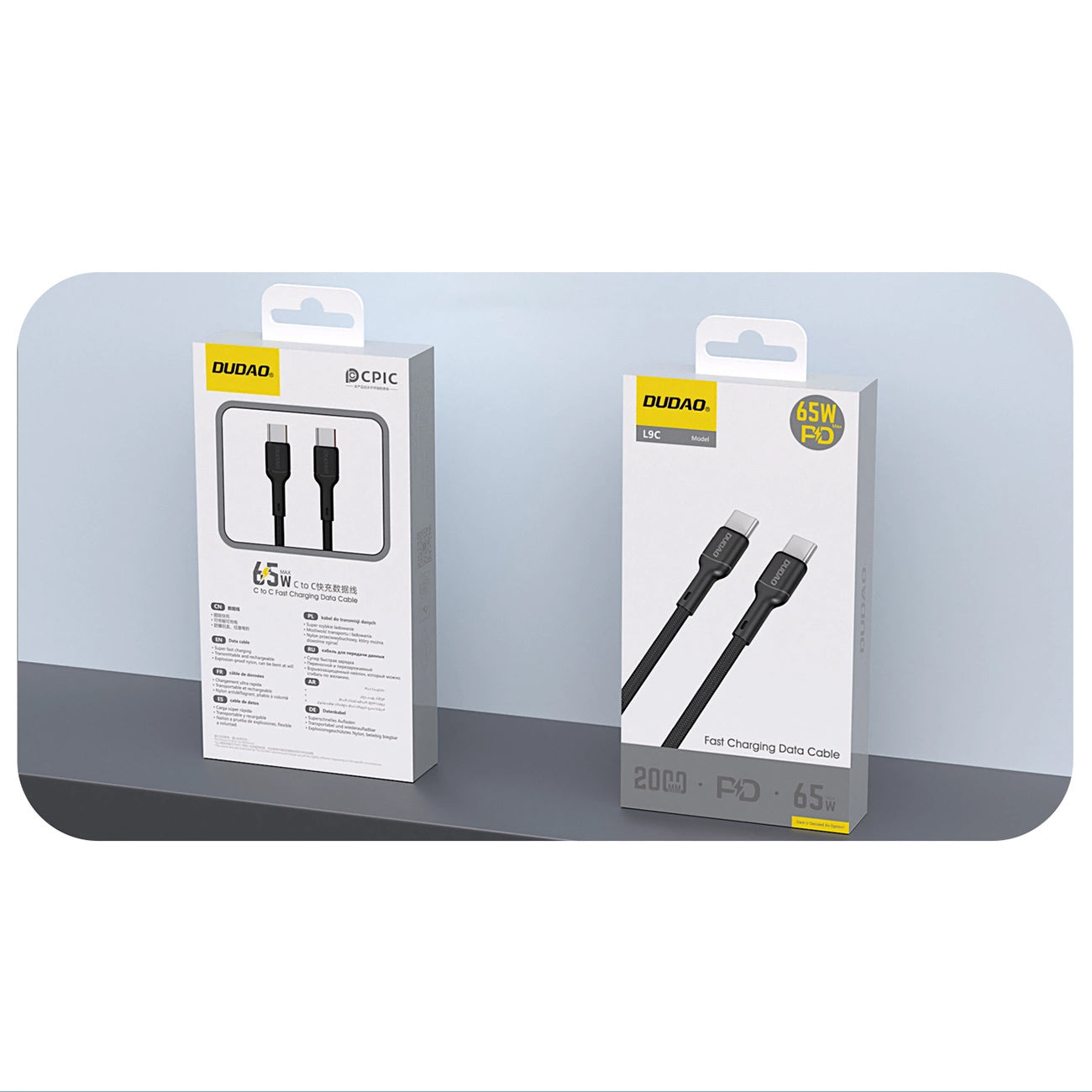 USB-C Data- en Oplaadkabel - USB-C Dudao L9C, 65W, 1m, Zwart