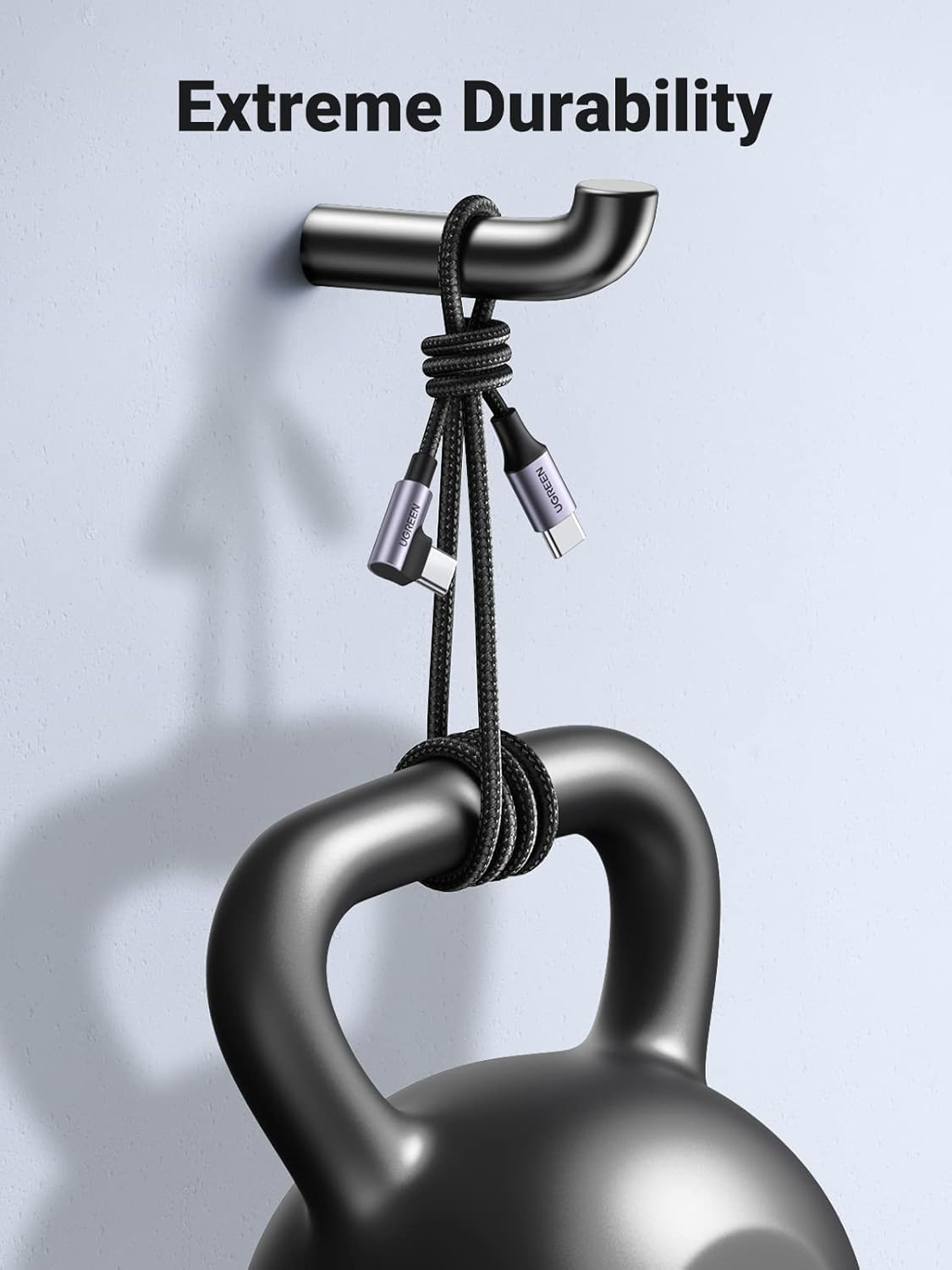 UGREEN US255 Angled USB-C to USB-C Data and Charging Cable, 60W, 3m, Gray