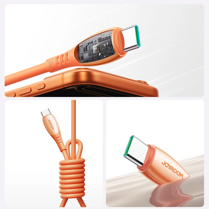 USB-C Data- en Oplaadkabel - USB-C Joyroom S-A59 Vibrant, 60W, 1.2m, Oranje